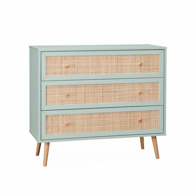 Commode effet bois et cannage 3 tiroirs BOHÈME SWEEEK