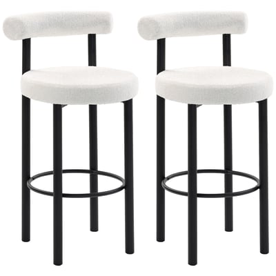 Tabouret de bar Tissu bouclette Blanc HOMCOM