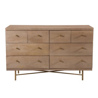 Commode 8 tiroirs en bois de manguier et pieds en métal - BRAN RENDEZ-VOUS DÉCO