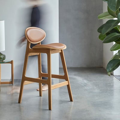 Tabouret de bar en Cuir massif, MAIA TIKAMOON