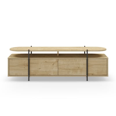 Meuble TV 4 portes et pieds en métal L160 cm - Hinoa CALICOSY