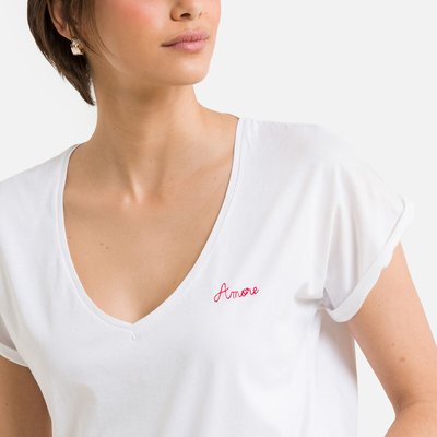 Chateau Organic Cotton T-Shirt with V-Neck MAISON LABICHE