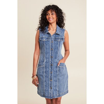 Robe droite brodée en jean BREAL