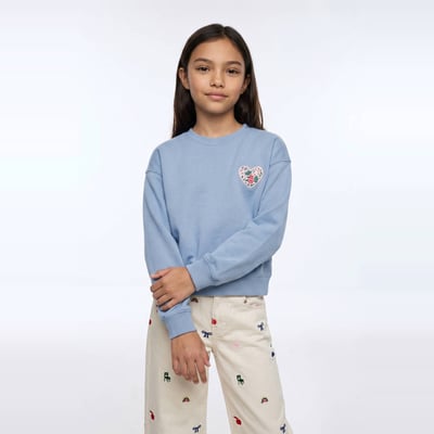 Sweat brodé contenant du coton BIO GOTS MONOPRIX