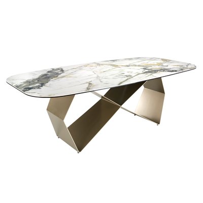 Table à manger rectangulaire en marbre porcelaine et acier ANGEL CERDA