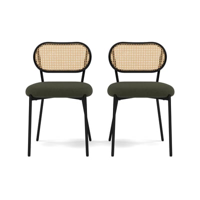 Lot de 2 chaises cannage tissu bouclette, LUCIANO BEST MOBILIER