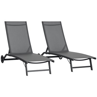Ensemble de chaises longues Tissu Gris foncé OUTSUNNY
