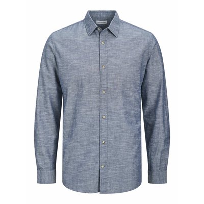 Chemise droite en coton et lin JACK & JONES