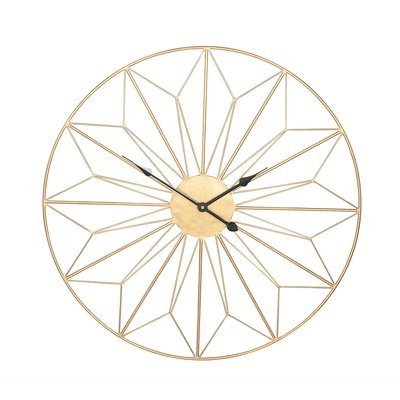 Antique Gold Metal Geo Design Round Wall Clock SO'HOME