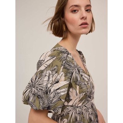 Top péplum en popeline motif jungle avec doublure intérieure MOTIVI