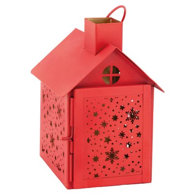 Photophore en métal laqué rouge Maison AUBRY GASPARD