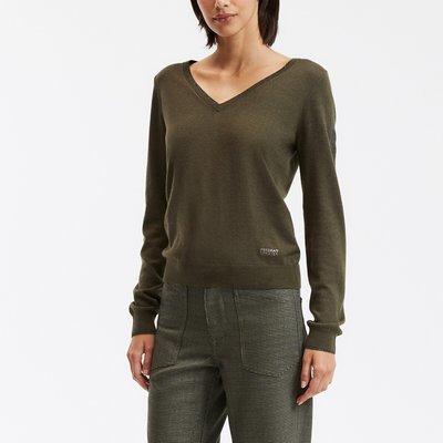 Chevron Detail Jumper in Wool Mix with V-Neck FREEMAN T. PORTER