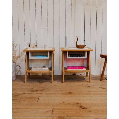 Paire de tables de chevet en bois Maïa N°1471 - Bon état DEBONGOUT