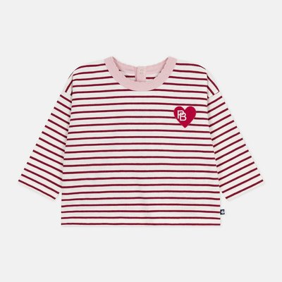 T-shirt a righe in cotone a maniche lunghe PETIT BATEAU
