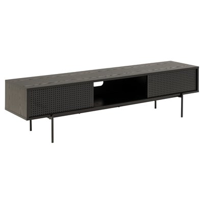 Meuble TV 2 portes coulissante et 1 niche en Mélaminé et Métal TOILINUX