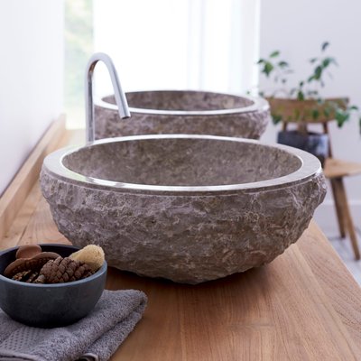 Vasque ronde en marbre grey SCRULA TIKAMOON