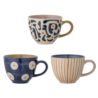 Tasse peinte à la main grès  Eviaya set de 3 BLOOMINGVILLE