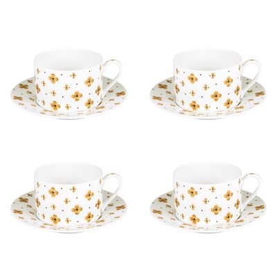 Coffret 4 tasses à thé avec sous tasses Ele  18 cl TABLE PASSION