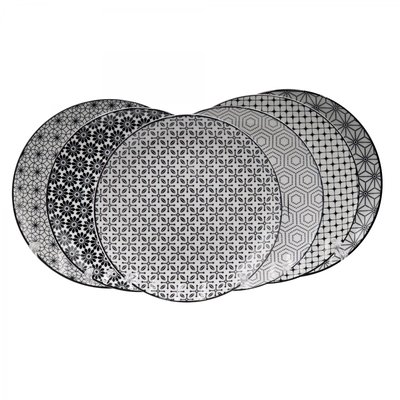 Lot de 6 grandes assiettes, design 2, KOMAE ARD TIME