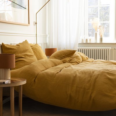 Housse de couette en gaze de coton, SIMPLEMENT GAUFRÉ BLANC CERISE