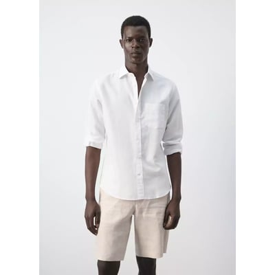 Chemise en coton de lin à coupe régulière MANGO MAN