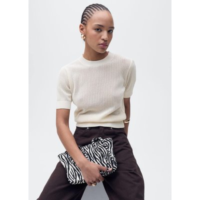 Pull maille ajourée manches courtes MANGO