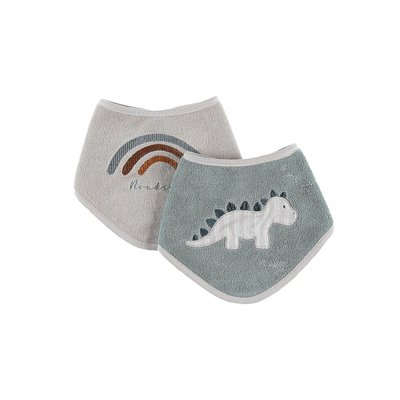 Lot de 2 bavoirs bandana dinosaure Stegi NOUKIE'S