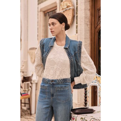 Blouse à broderies florales en 100% coton DEBBY Maison 123