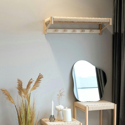 Portemanteau mural style scandinave en bois de peuplier et corde TALLINN PIER IMPORT