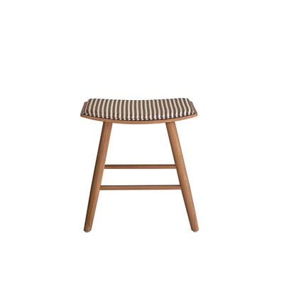 Tabouret en teck massif et tissu rayé  AMBRE BERAH GETAH
