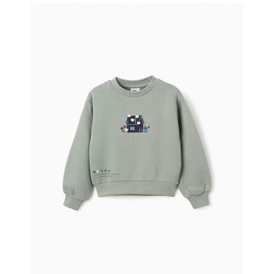 Sweat en coton peigné avec imprimé en relief de fleurs ZIPPY