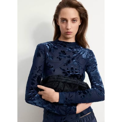 Top dévoré col montant MANGO