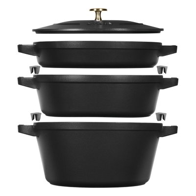 Batterie De Cuisine Empilable 4 Pièces Noires STAUB