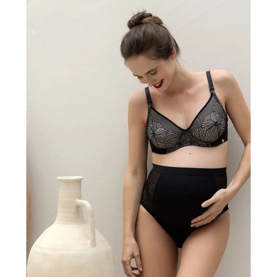 Maxi culotte de maternité noir DAHLIA CACHE COEUR