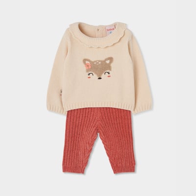 Ensemble bébé fille brodé cerf BOBOLI