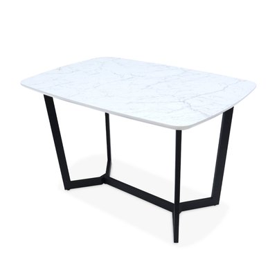 Table à manger rectangulaire effet marbre pieds métal  4-6 places OPALE SWEEEK