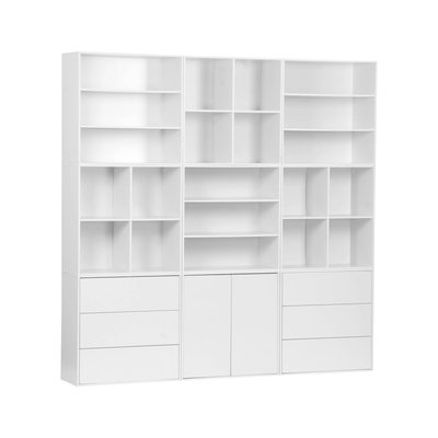 Kit étagère, bibliothèque modulable décor bois 9 éléments KOMPO SWEEEK