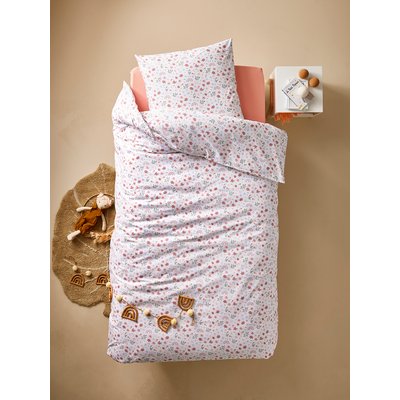 Parure housse de couette + taie d'oreiller essentiels RAINBOW FLOWERS avec coton recyclé VERTBAUDET
