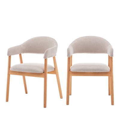 Lot de 2 fauteuils de table en tissu et bois - MARINA DRAWER