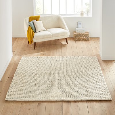 Vierkant wollen vloerkleed met tricot effect, Diano LA REDOUTE INTERIEURS