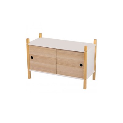 Armoire portes coulissantes bois et blanc chambre enfant - 70x30x46.5cm WADIGA