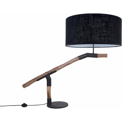 lampe de table design teck et métal abat jour  élégant RECOLLECTION