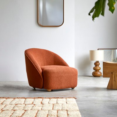 Fauteuil 1 place en acacia massif et tissu terracotta SOREN TIKAMOON