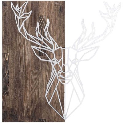 Décoration murale bois et métal Animal Cerf argenté HANAH HOME