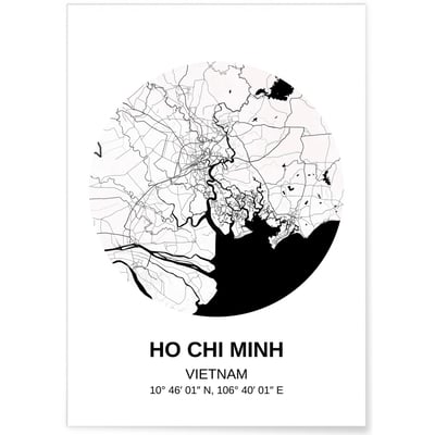 Affiche Carte Ho Chi Minh L'AFFICHERIE