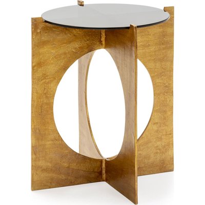 Table d'appoint design doré et  en métal et verre élégant RECOLLECTION