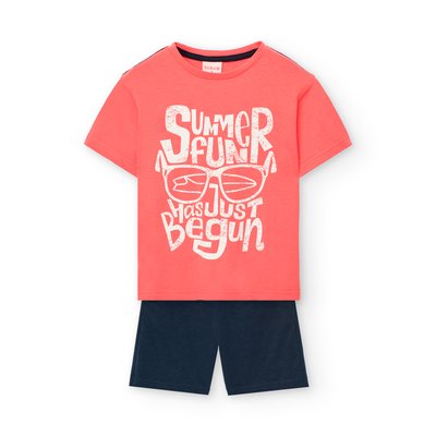 Ensemble t-shirt avec dessin frontal et pantalon court uni BOBOLI