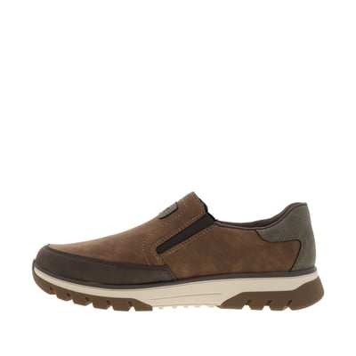 Mocassins cognac avec semelle à talon plat et soufflets élastiqués RIEKER