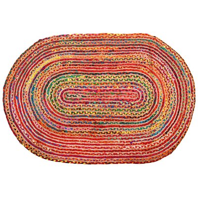 Tapis ovale coloré en jute et coton India 180 x 120 cm AUBRY GASPARD