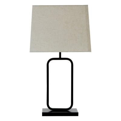 Black Iron Cutout with Natural Shade Table Lamp SO'HOME